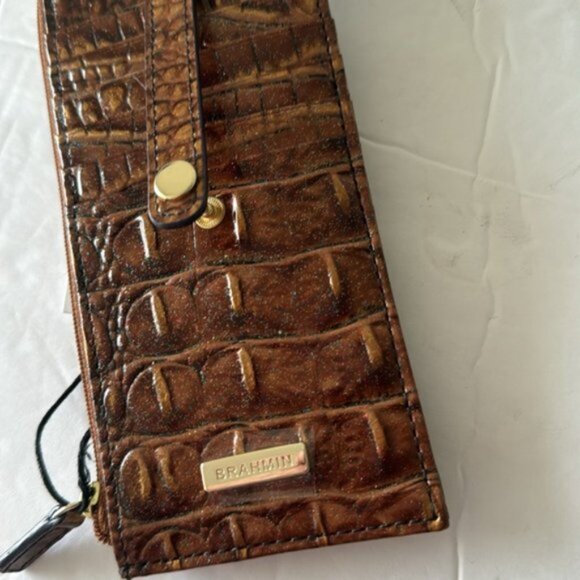 Brahmin Card Case Mystical Ombre Melbourne Wallet Croc-Embossed Leather Brown - Picture 10 of 14